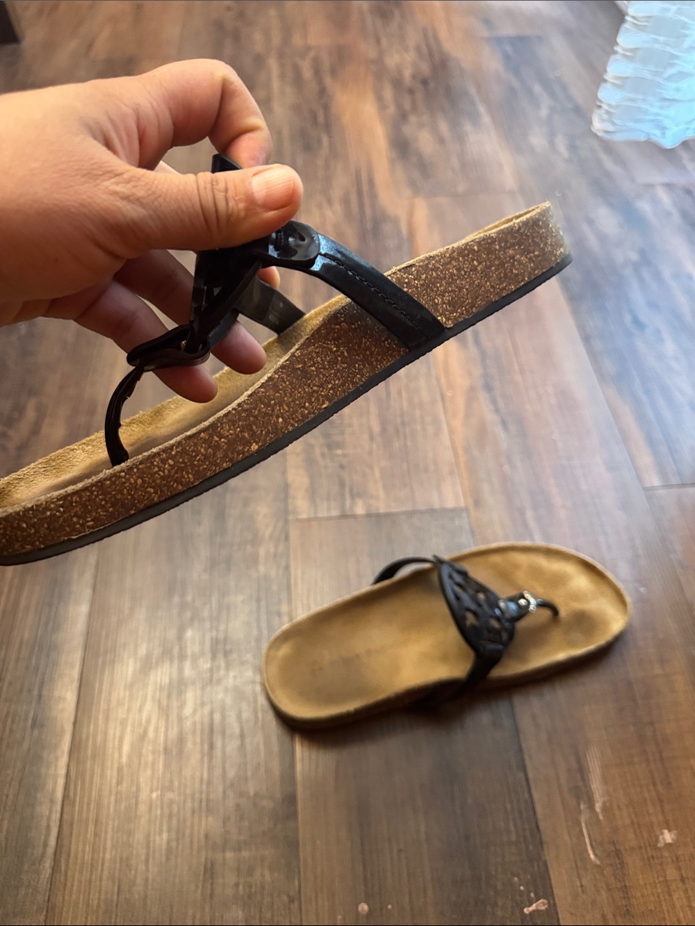 Tory Burch Miller Cloud sandals feature a black patent leather - Picture 8 of 14